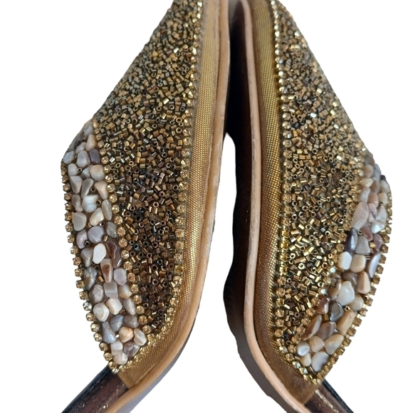 VINTAGE Haute Diva mochi Heels Sandals Slingback Golden Embellished Size 6 Re… - Picture 15 of 16